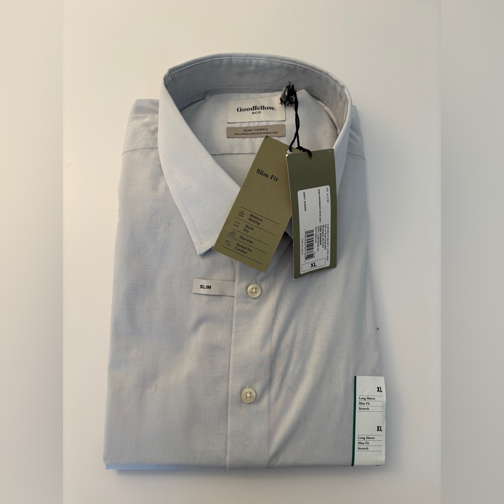 Goodfellow & Co Gray Dress Shirt - Men’s XL Slim Fit Stretch NWT